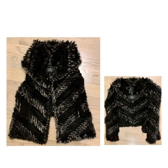 Marc by Marc Jacobs Black & White Rabbit Fur Vest - Picture 1 of 4